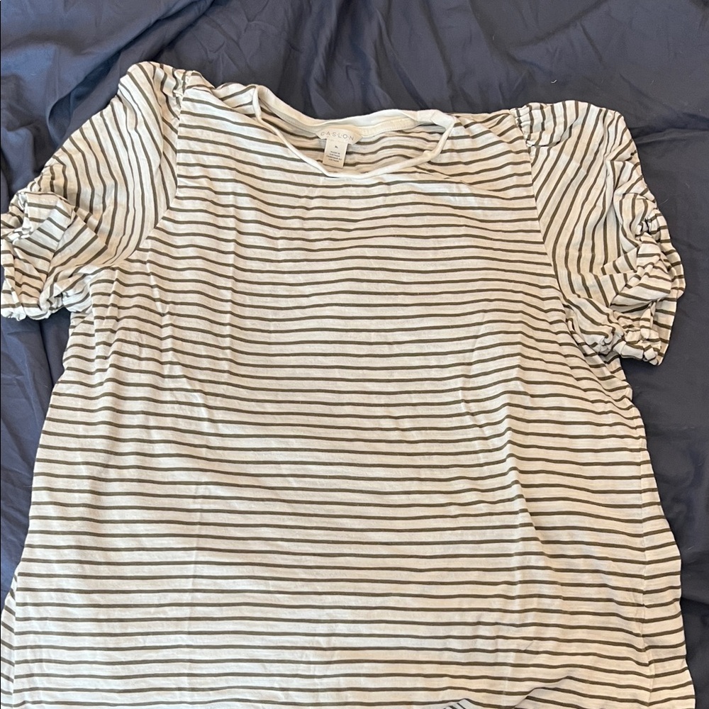 Striped Short Sleeve Tee - White & Green